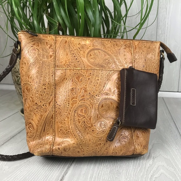 Relic Handbags - Relic embossed leather braided strap crossbody bag